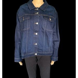 LANDSEND Classic Blue Denim Jean Jacket with Matte Silver Buttons